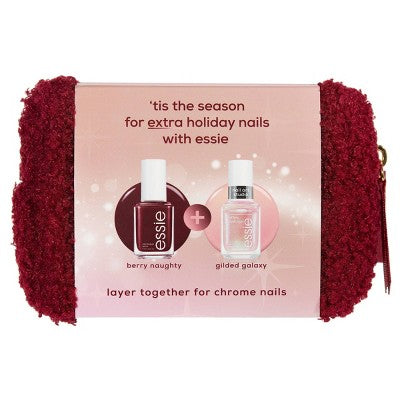 essie Nail Art Studio Berry Nail Polish Set Holiday Duo Makeup Bag 2pc - New