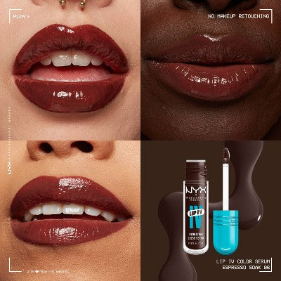 NYX Professional Makeup Lip IV Hydrating Lip Gloss Stain Espresso Soak 0.16 fl oz - New