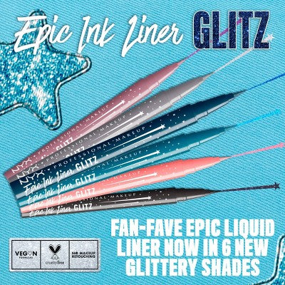 NYX Professional Makeup Epic Wear Glitz Waterproof Metallic Liquid Eyeliner Shimmer Stitch 0.03fl oz - Imperfect Box