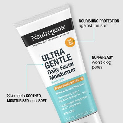 Neutrogena Ultra Gentle Daily Face Moisturizer SPF 30 3.4fl oz - New