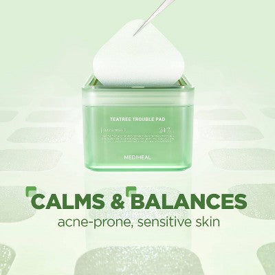 MEDIHEAL Teatree Trouble Toner Pads 100ct - New