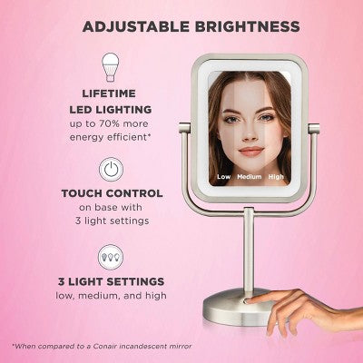 Conair LED Vanity Makeup Mirror Silver - Imperfect Box