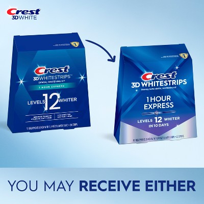 Crest 3D Whitestrips 1-Hour Express At-home Teeth Whitening Kit 10 Treatments - New