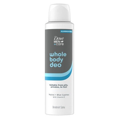 Dove Men+Care Whole Body Deodorant Spray Marine + Blue Cypress Aluminum-Free 4oz - Imperfect Container