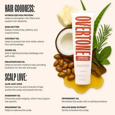 Overtone Ginger Glow Daily Conditioner- Semi-Permanent Copper 4.5 oz - New
