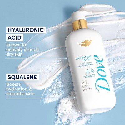 Dove Hydration Boost Serum Body Wash Drenches Dry Skin with 6% Hydrating Serum with Hyaluronic Acid 18.5 fl oz - New