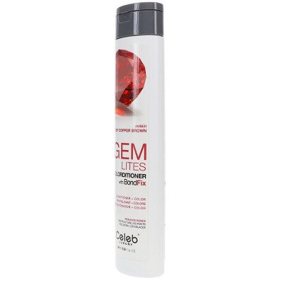 Celeb Luxury Gem Lites Colorditioner with BondFix Amber Deep Copper Brown 8.25 oz - New