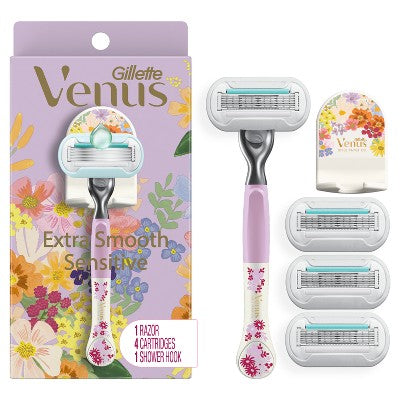 Rifle Paper Co. + Venus Women's Deluxe Smooth Sensitive Razor + 4 Refills - Imperfect Box