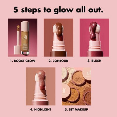 e.l.f. Halo Glow Liquid Filter Highlighter 5 Medium/Tan 1.06 fl oz - New