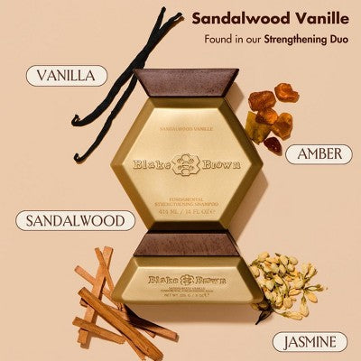 Blake Brown Fundamental Strengthening Shampoo Sandalwood Vanille & Warm Vanilla Fragrance 14 fl oz - New